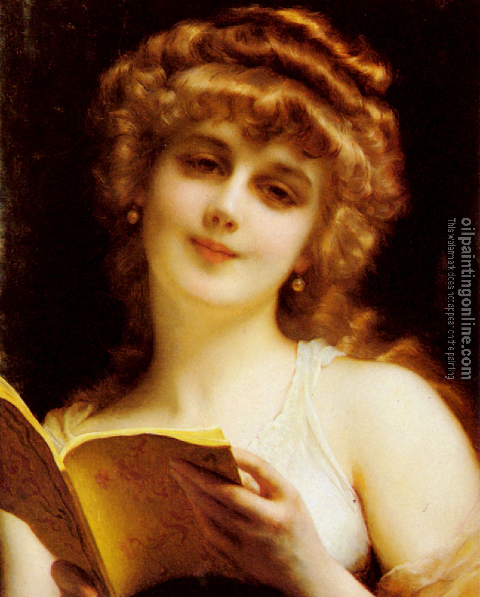 Piot, Etienne Adolphe - A Blonde Beauty Holding a Book